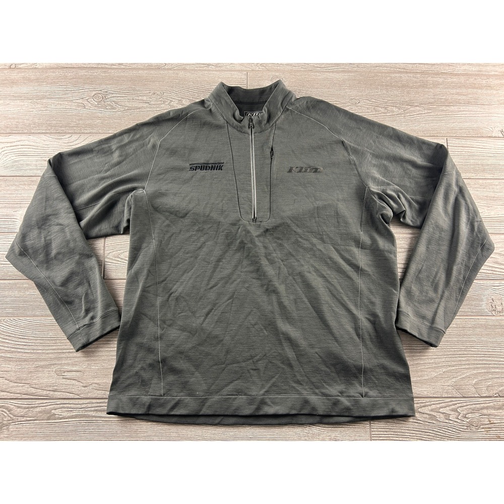Klim Teton Merino Wool 1/4 Zip Pullover Mens XL Gray Spudnik Base Layer 3919-001